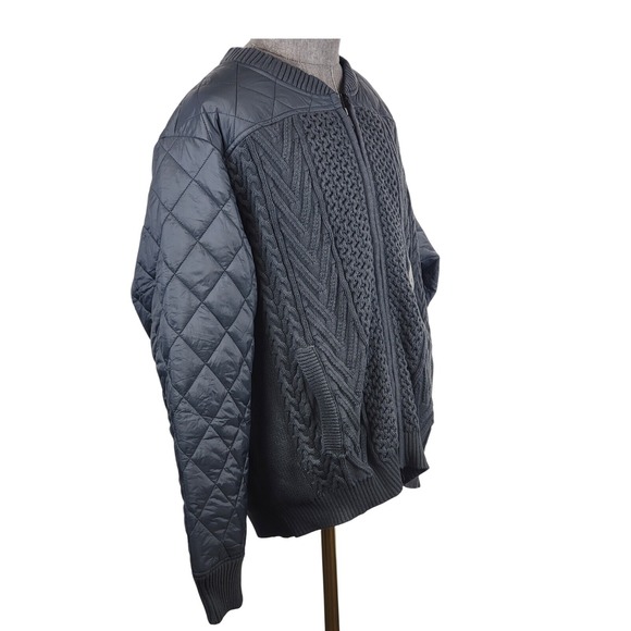 Sun Stone Jacket Mens XXL Black Cable-Knit Quilted Zip Up Outerwear Windbreaker - Picture 5 of 8